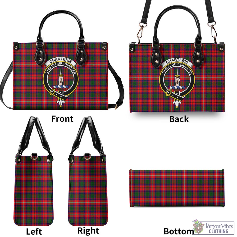 Tartan Vibes Clothing Charteris Tartan Luxury Leather Handbags with Family Crest