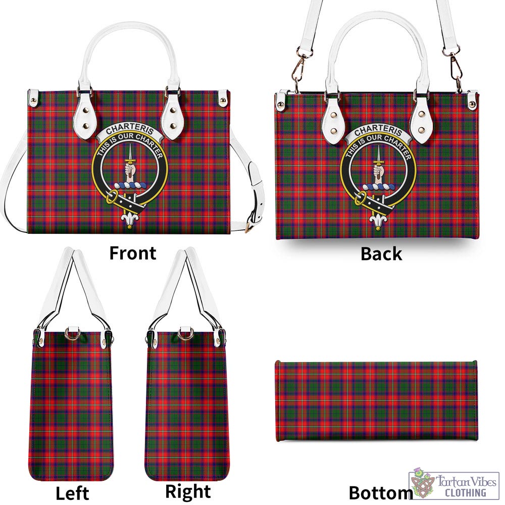 Tartan Vibes Clothing Charteris Tartan Luxury Leather Handbags with Family Crest