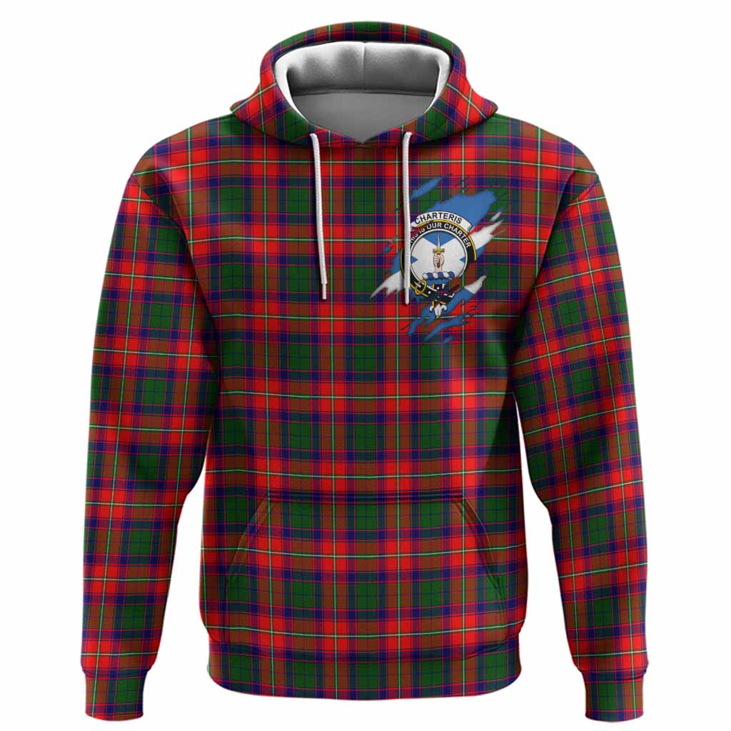 Charteris Clan Crest In Me Tartan Hoodie Scotland Flag Style