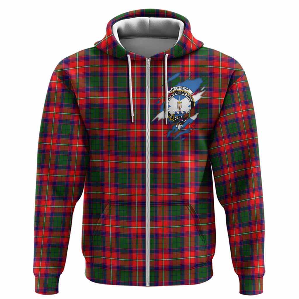 Charteris Clan Crest In Me Tartan Hoodie Scotland Flag Style