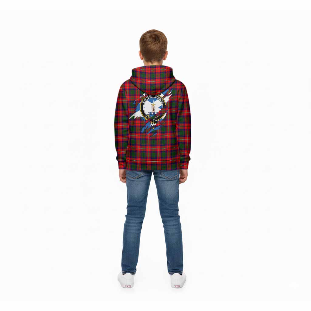 Charteris Clan Crest In Me Tartan Kid Hoodie Scotland Flag Style
