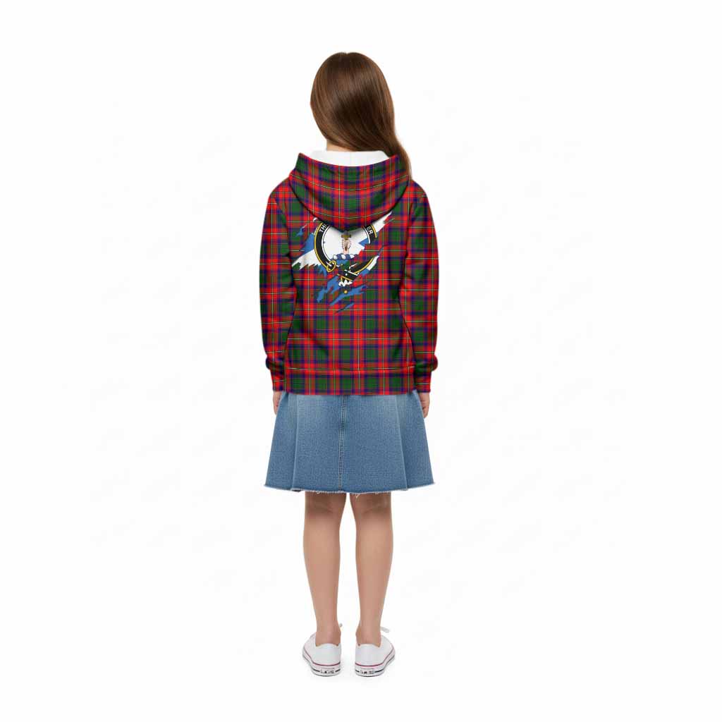 Charteris Clan Crest In Me Tartan Kid Hoodie Scotland Flag Style