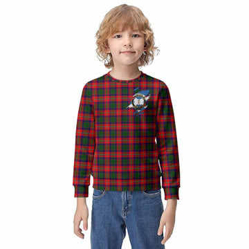 Charteris Clan Crest In Me Tartan Kid Knitted Sweatshirt Scotland Flag Style