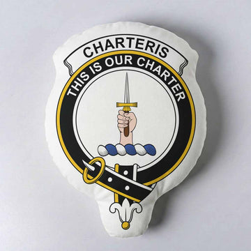 Charteris Clan Crest Shaped Throw Pillow, Scottish Clan Badge Decorative Pillow