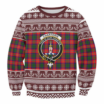 Charteris Clan Tartan Christmas Sweatshirt with Family Crest