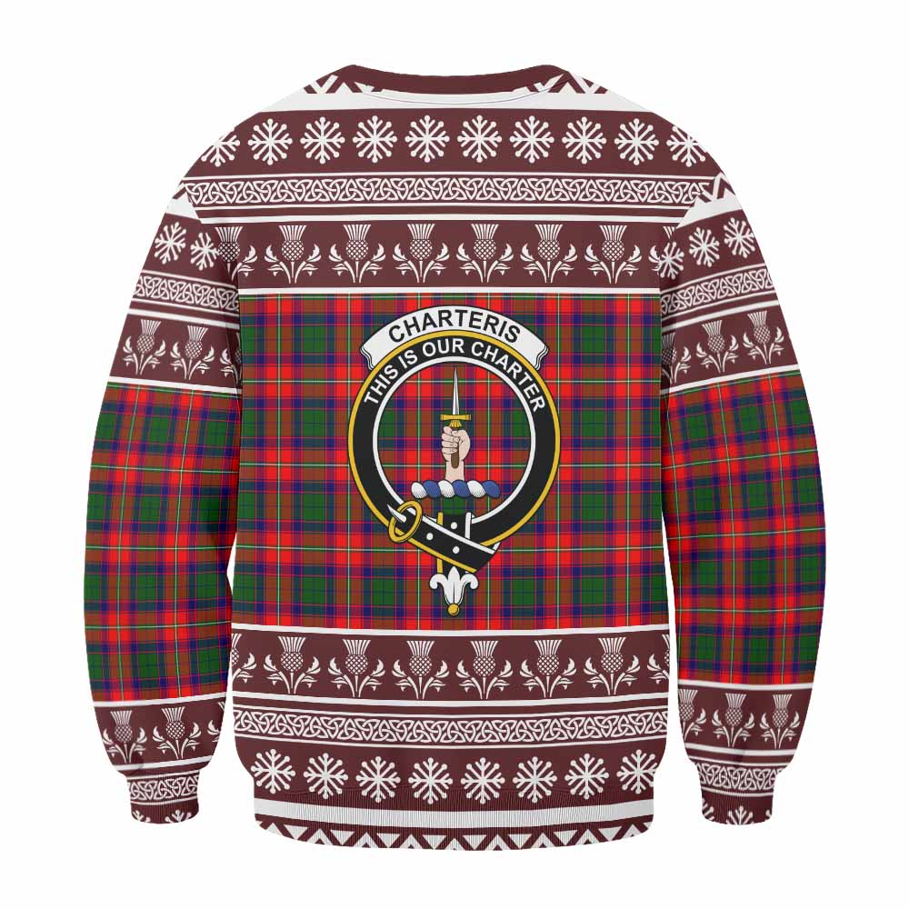 Charteris Clan Tartan Christmas Sweatshirt with Family Crest - Tartan Vibes Clothing