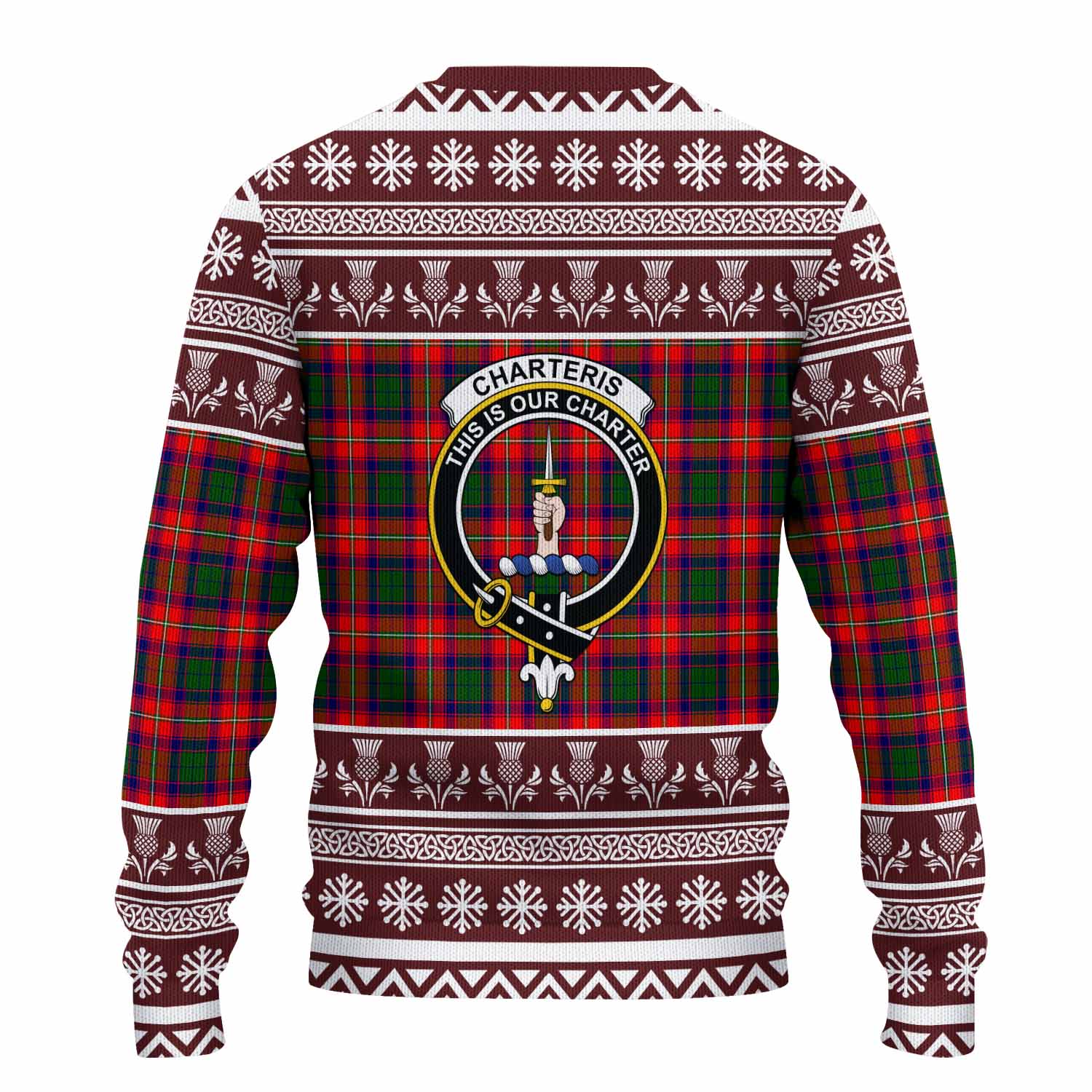 Charteris Clan Tartan Christmas Ugly Sweater with Family Crest - Tartan Vibes Clothing