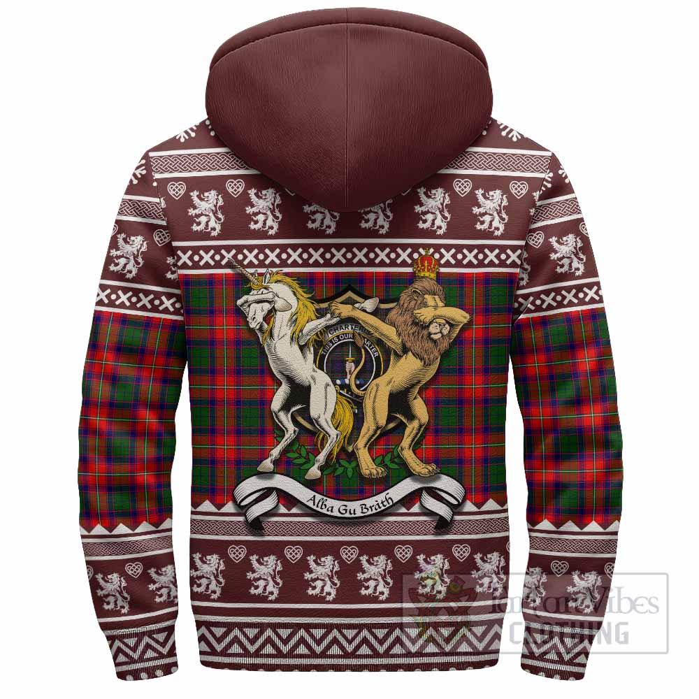 Charteris Clan Tartan Crest Christmas Fleece Hoodie Coat of Arms Funny Style - Tartan Vibes Clothing