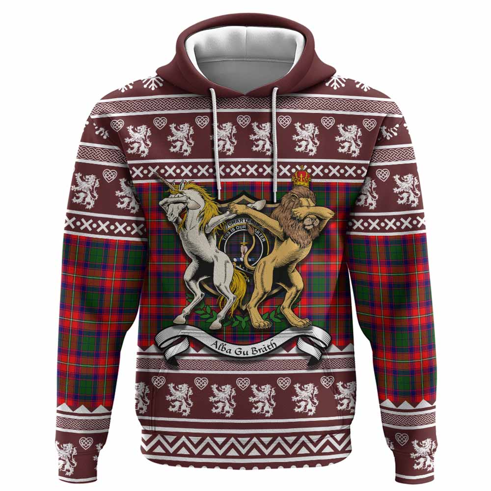 Charteris Clan Tartan Crest Christmas Hoodie Coat of Arms Funny Style - Tartan Vibes Clothing