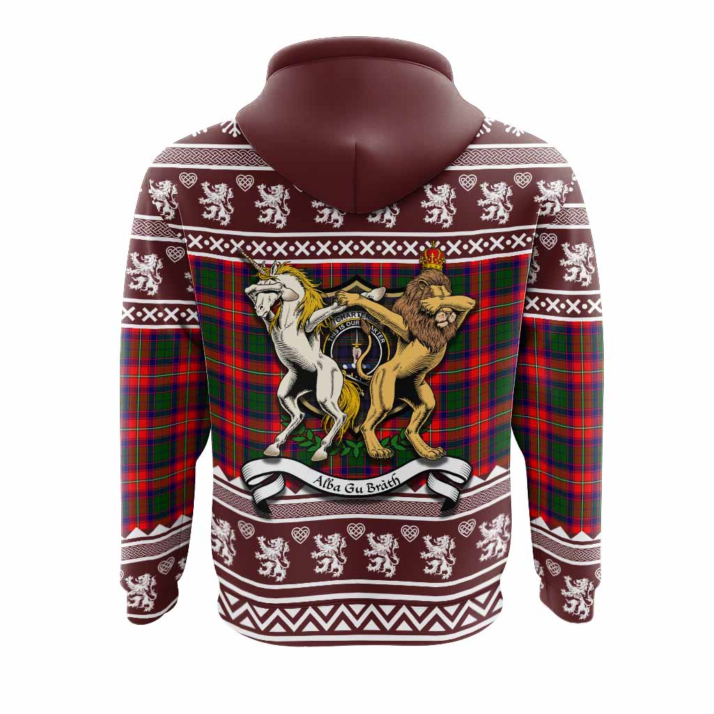 Charteris Clan Tartan Crest Christmas Hoodie Coat of Arms Funny Style - Tartan Vibes Clothing
