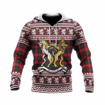 Charteris Clan Tartan Crest Christmas Knitted Hoodie Coat of Arms Funny Style