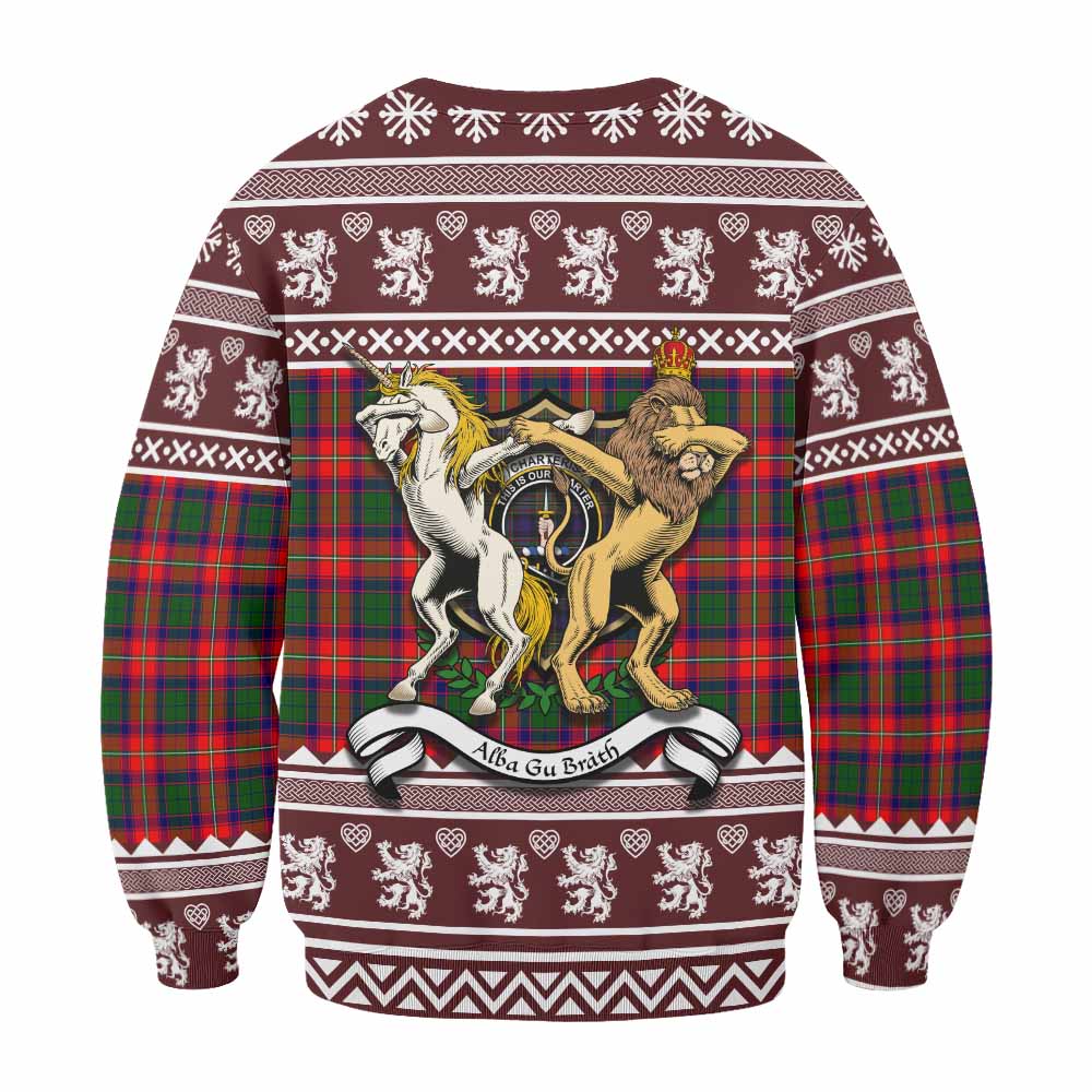 Charteris Clan Tartan Crest Christmas Sweatshirt Coat of Arms Funny Style - Tartan Vibes Clothing