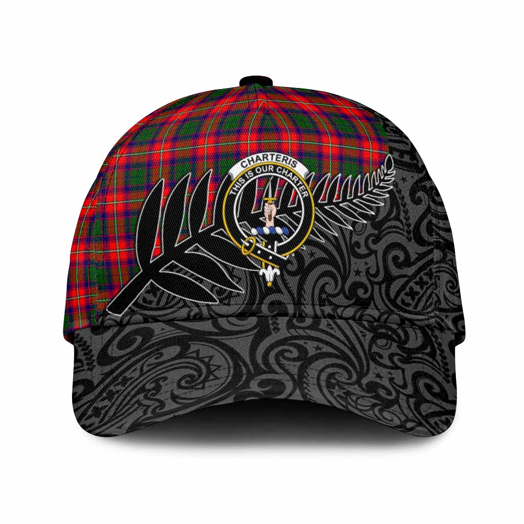 Charteris Crest Tartan Classic Cap with New Zealand Silver Fern Half Style