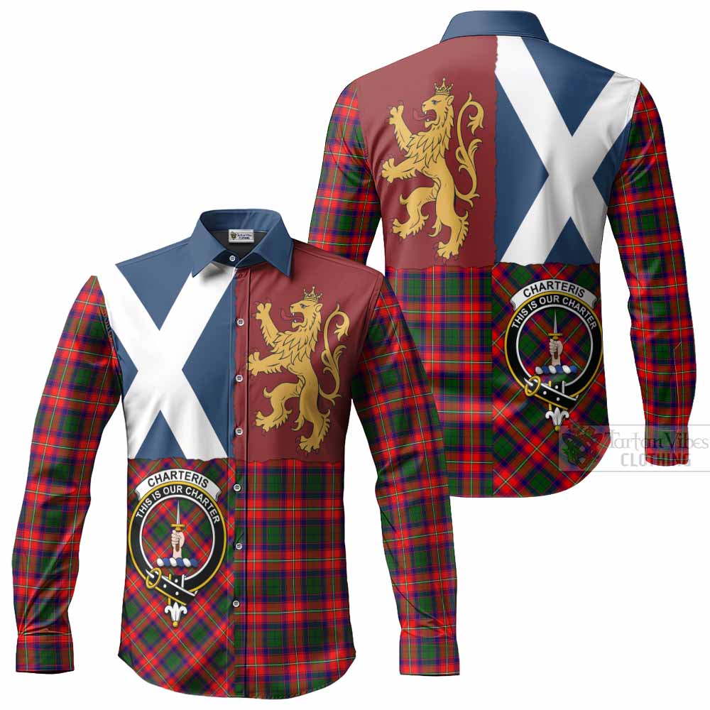 Charteris Crest Tartan Long Sleeve Button Shirts with Lion Rampant Saltire Style