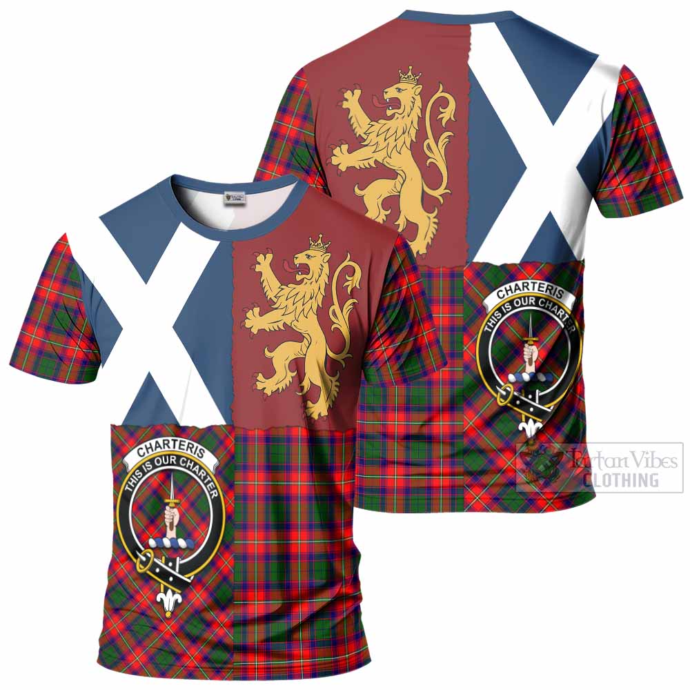 Charteris Crest Tartan T-Shirt with Lion Rampant Saltire Style