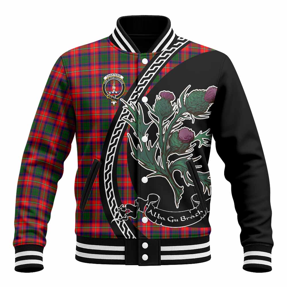 Charteris Family Crest Tartan Baseball Jacket Alba Thistle Inspired - Tartan Vibes Clothing