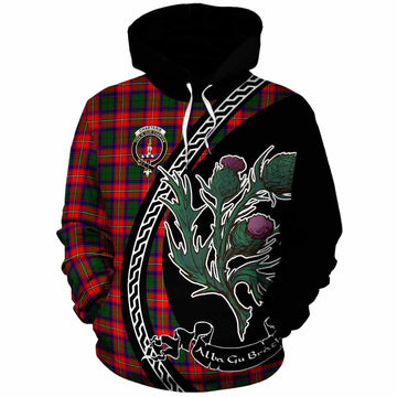 Charteris Family Crest Tartan Cotton Hoodie Alba Thistle Inspired