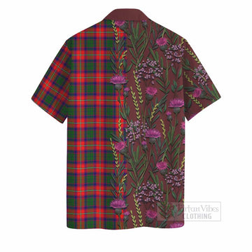 Charteris Family Crest Tartan Hawaiian Shirt Scottish Thistle Flower Pattern Half Style - Tartan Vibes Clothing