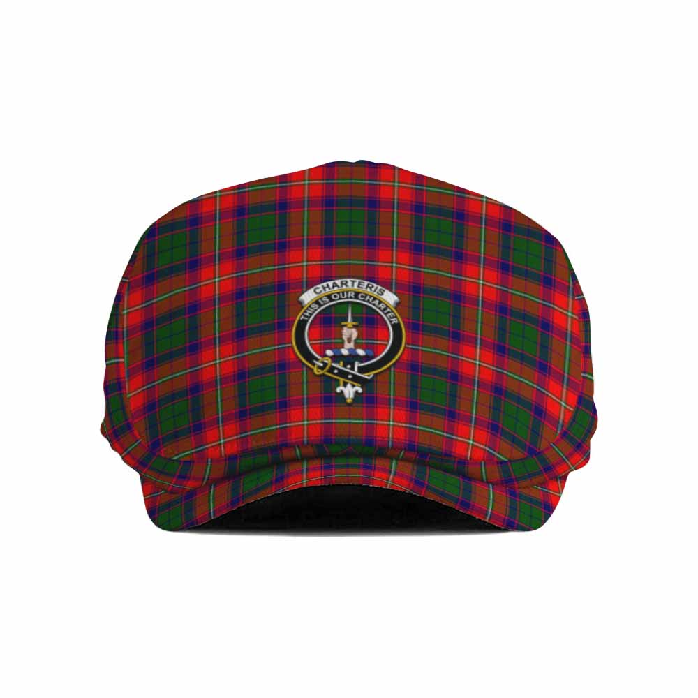 Charteris Family Crest Tartan Jeff Cap, Tartan Flat Cap