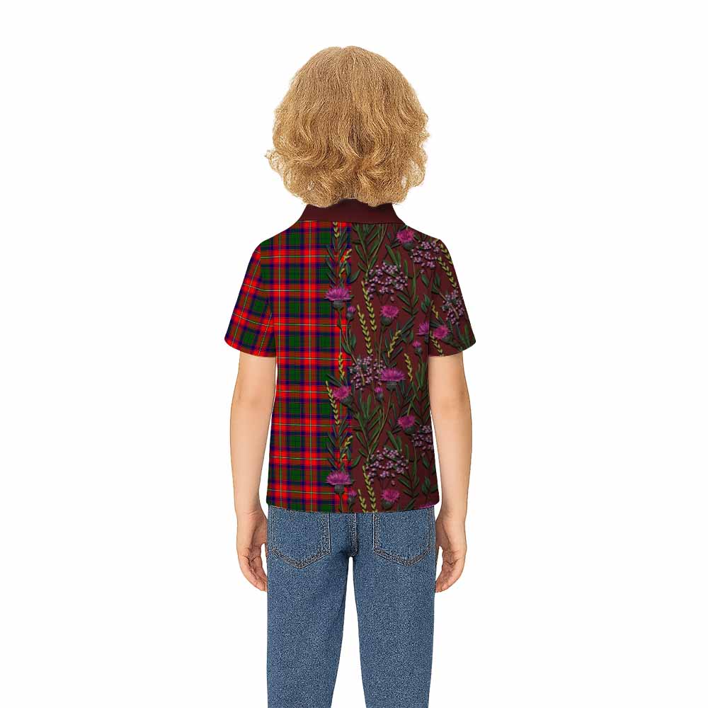 Charteris Family Crest Tartan Kid Polo Shirt Scottish Thistle Flower Pattern Half Style - Tartan Vibes Clothing
