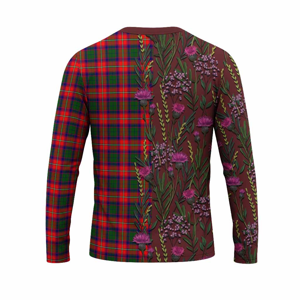 Charteris Family Crest Tartan Long Sleeve T-Shirt Scottish Thistle Flower Pattern Half Style - Tartan Vibes Clothing