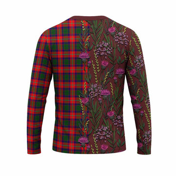 Charteris Family Crest Tartan Long Sleeve T-Shirt Scottish Thistle Flower Pattern Half Style - Tartan Vibes Clothing