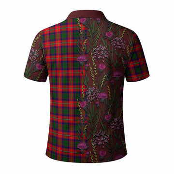 Charteris Family Crest Tartan Polo Shirt Scottish Thistle Flower Pattern Half Style
