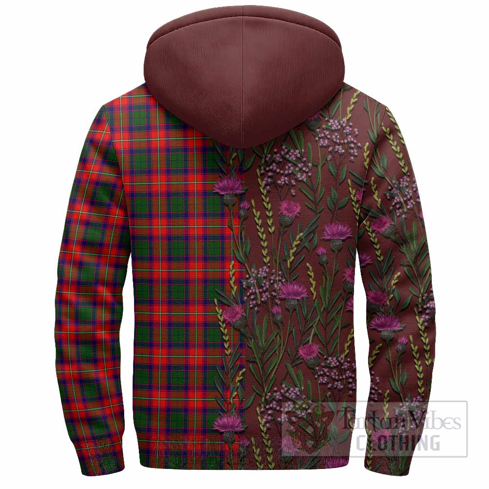 Charteris Family Crest Tartan Sherpa Hoodie Scottish Thistle Flower Pattern Half Style - Tartan Vibes Clothing