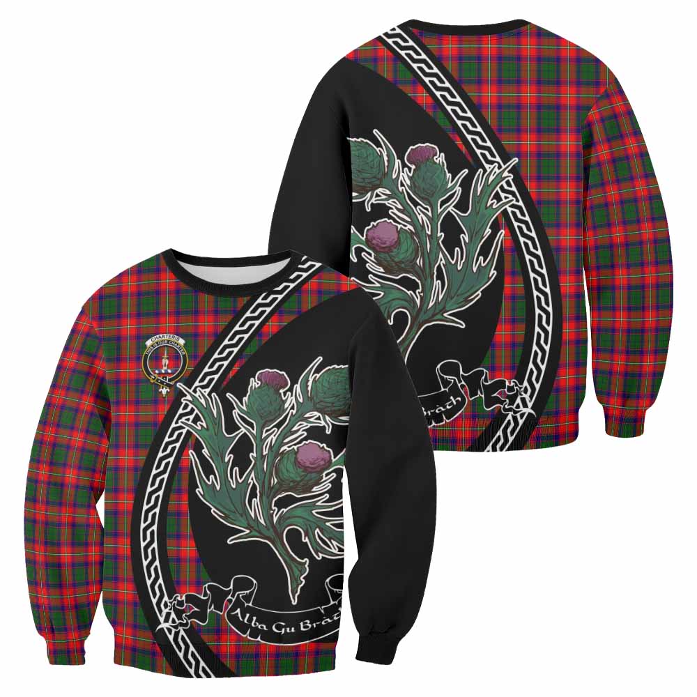 Charteris Family Crest Tartan Sweatshirt Alba Thistle Inspired - Tartan Vibes Clothing