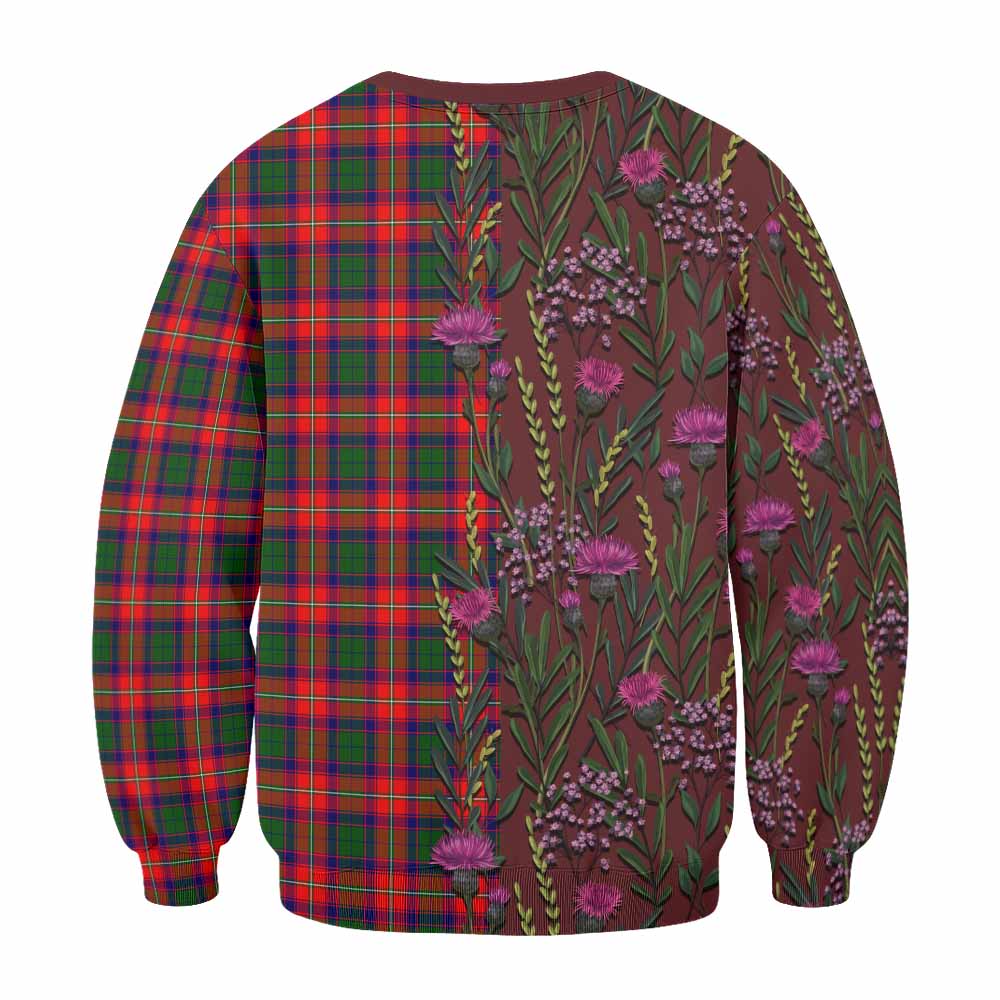Charteris Family Crest Tartan Sweatshirt Scottish Thistle Flower Pattern Half Style - Tartan Vibes Clothing