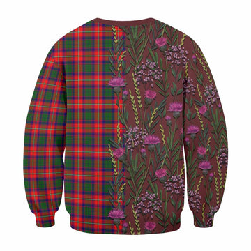 Charteris Family Crest Tartan Sweatshirt Scottish Thistle Flower Pattern Half Style