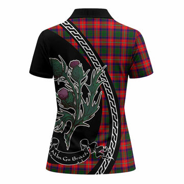 Charteris Family Crest Tartan Women Polo Shirt Alba Thistle Inspired