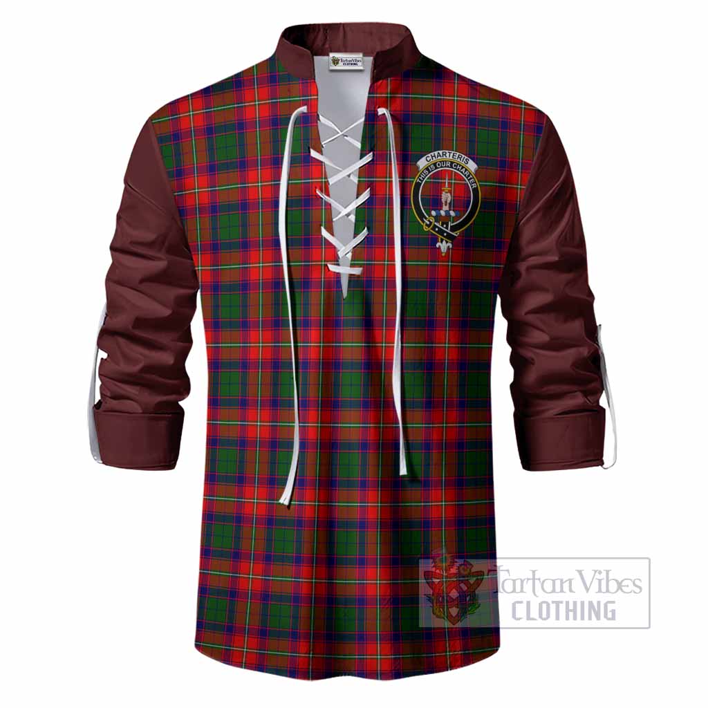 Charteris Tartan Accent Ghillie Shirt with Family Crest