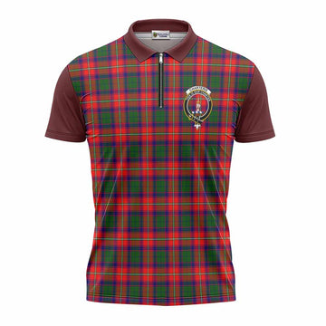 Charteris Tartan Accent Zipper Polo Shirt with Family Crest