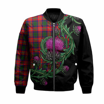 Charteris Tartan Bomber Jacket Resilient Scottish Thistle Unisex Black - Tartan Vibes Clothing