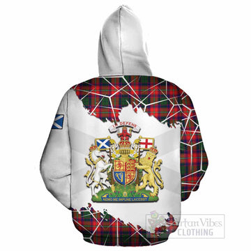 Charteris Tartan Cotton Hoodie with Family Crest and Lion Rampant Grunge Style