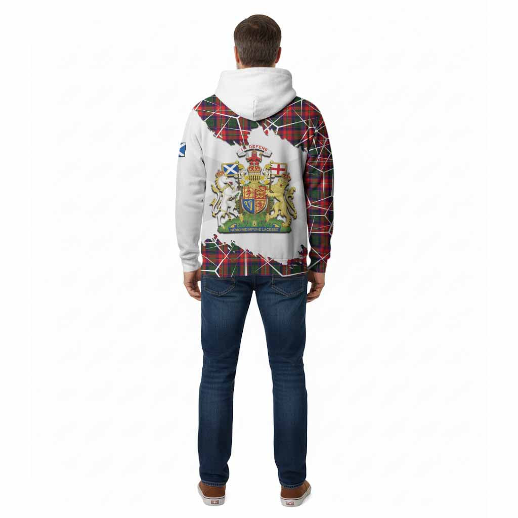 Charteris Tartan Cotton Hoodie with Family Crest and Lion Rampant Grunge Style