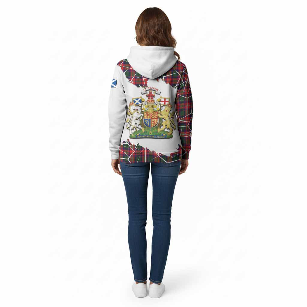 Charteris Tartan Cotton Hoodie with Family Crest and Lion Rampant Grunge Style
