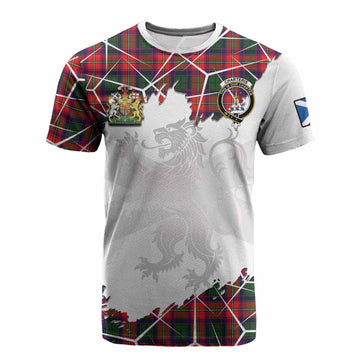 Charteris Tartan Cotton T-shirt with Family Crest and Lion Rampant Grunge Style
