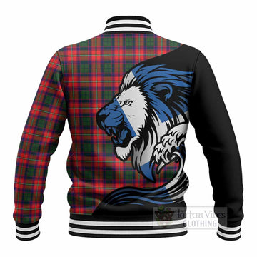 Charteris Tartan Crest Baseball Jacket Scottish Golden Lions Wave Flow