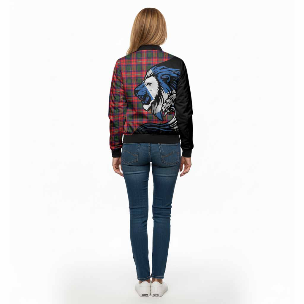 Charteris Tartan Crest Bomber Jacket Scottish Golden Lions Wave Flow