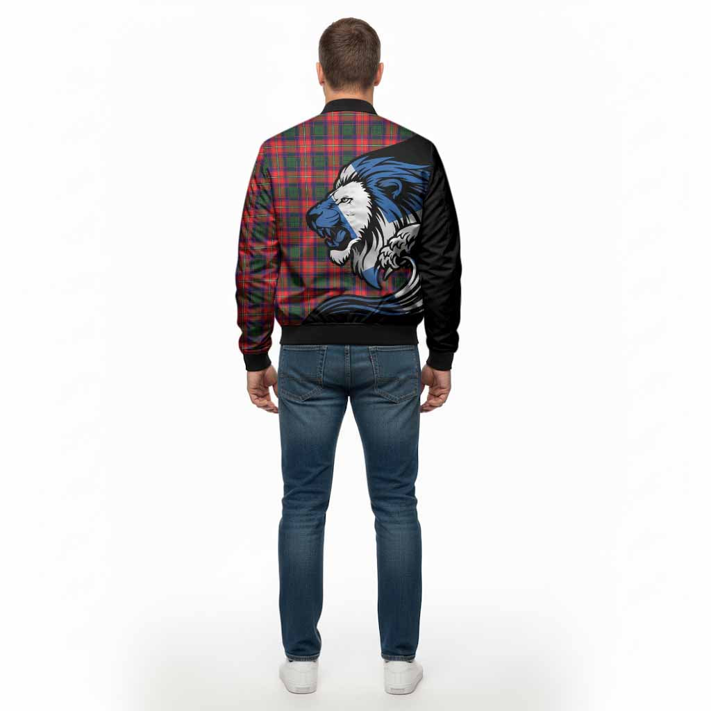 Charteris Tartan Crest Bomber Jacket Scottish Golden Lions Wave Flow