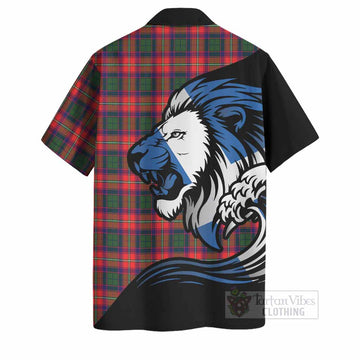 Charteris Tartan Crest Hawaiian Shirt Scottish Golden Lions Wave Flow
