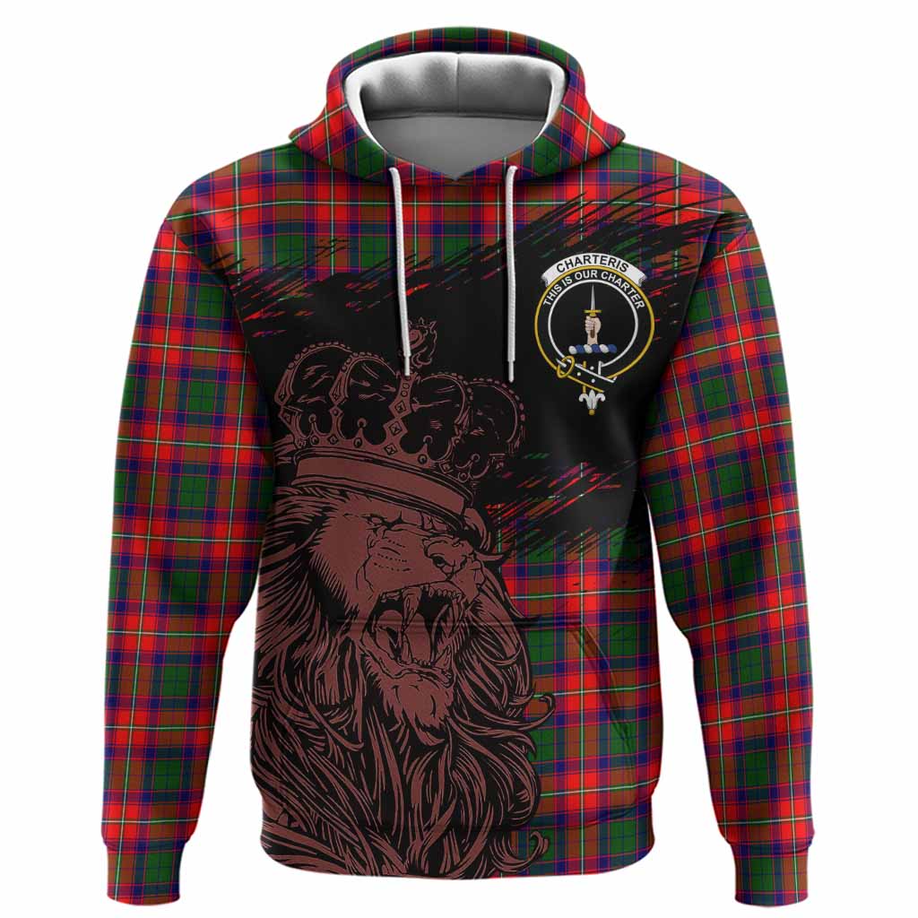 Charteris Tartan Crest Hoodie Crowned Lion Heritage Style