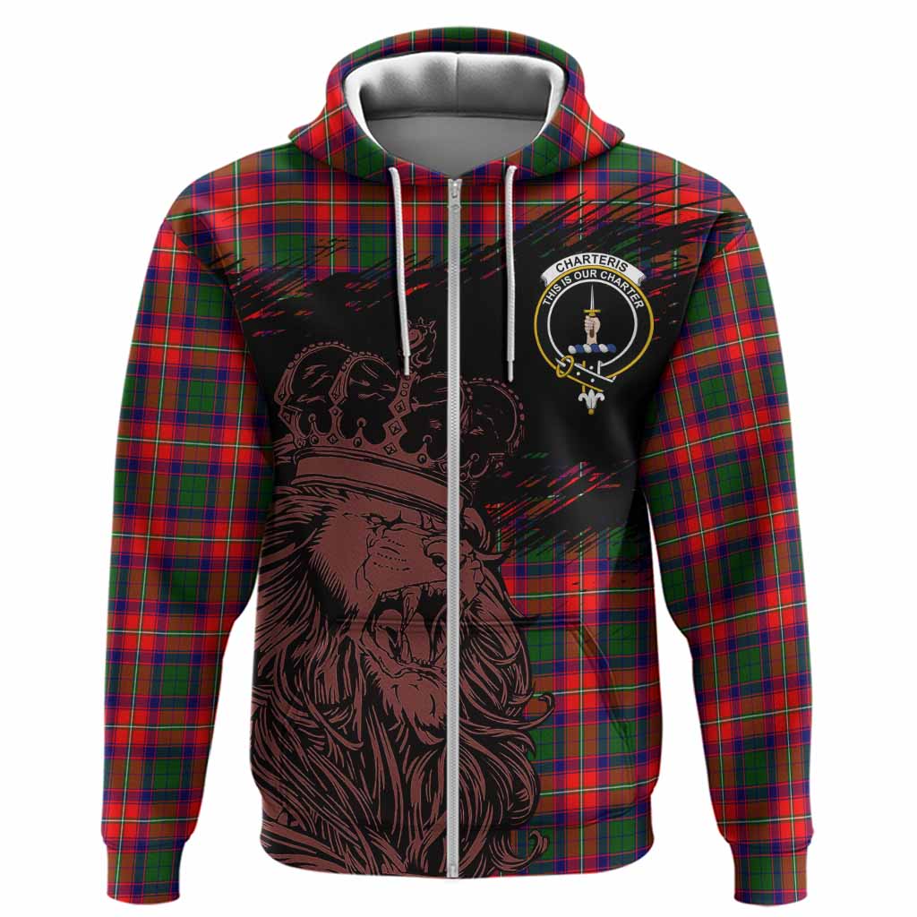 Charteris Tartan Crest Hoodie Crowned Lion Heritage Style