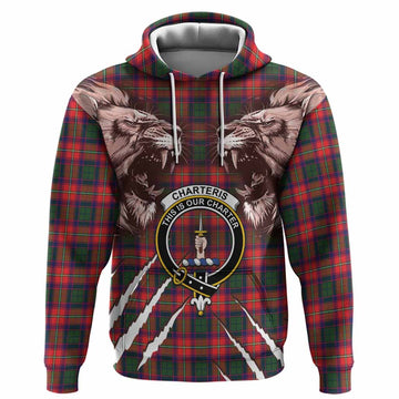 Charteris Tartan Crest Hoodie Ferocious Lion Style