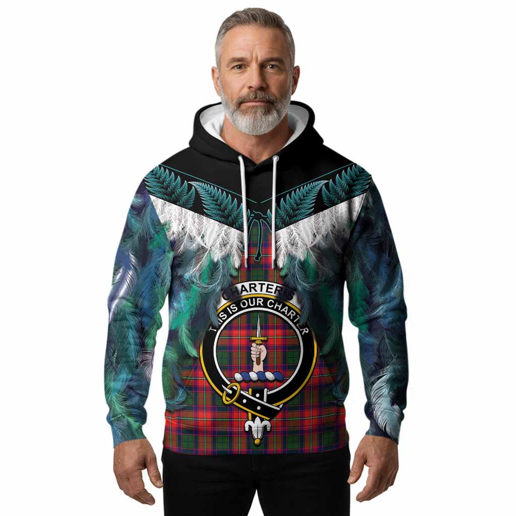 Charteris Tartan Crest Hoodie New Zealand Maori Korowai Cloak