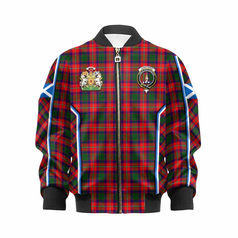 Charteris Tartan Crest Kid Bomber Jacket Scotland Coat of Arm Flag Style - Tartan Vibes Clothing