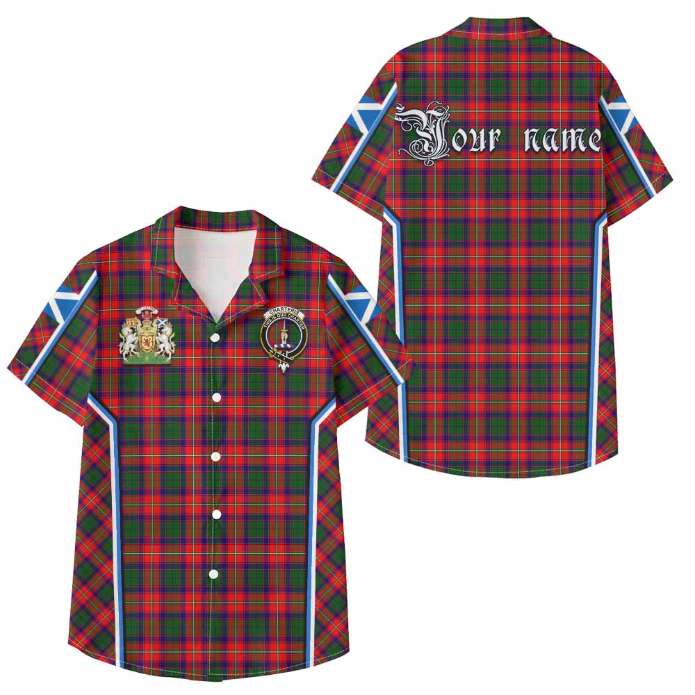 Charteris Tartan Crest Kid Hawaiian Shirt Scotland Coat of Arm Flag Style - Tartan Vibes Clothing