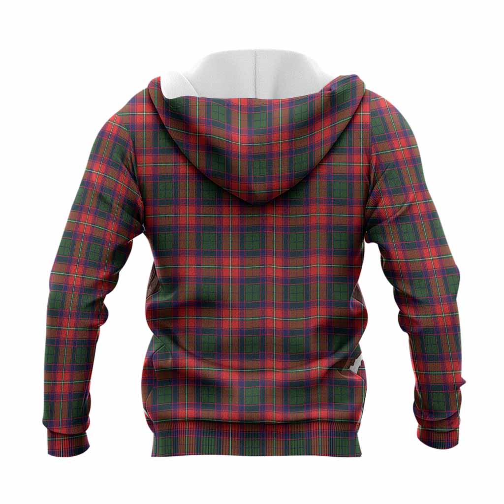 Charteris Tartan Crest Knitted Hoodie Ferocious Lion Style
